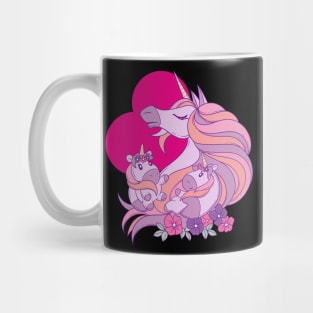 Unicorn mom with unicorn daughters Mug